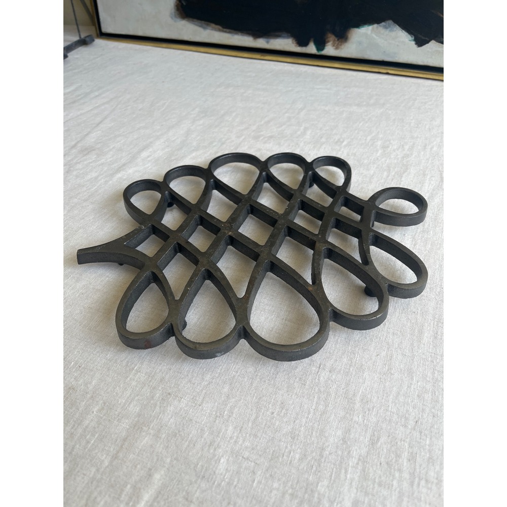 Vintage Dansk Jens Quistgaard Cast Iron Scroll Trivet MCM 1970s Black Danish